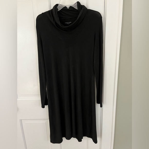 EILEEN FISHER Cowl Neck Jersey Stretch Long Sleeve Dress Medium Minimalist - Picture 1 of 12